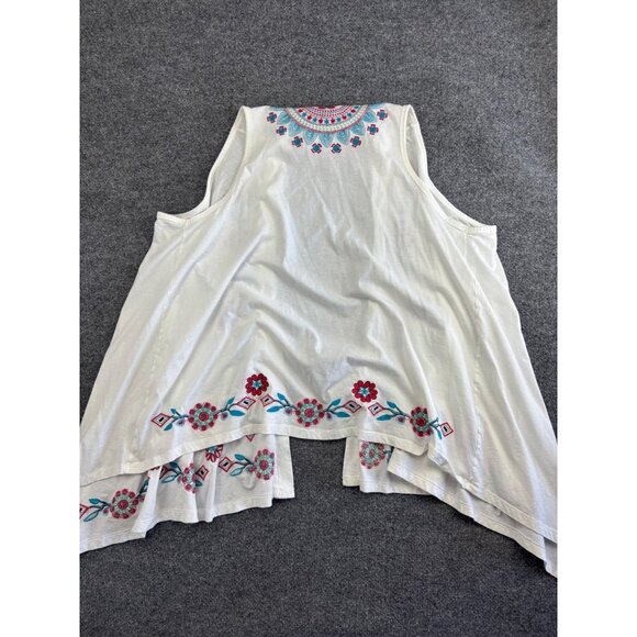 Paparazzi Sleeveless Cardigan Women's L White Blue Pink Floral Embroidered Vest - Picture 7 of 7